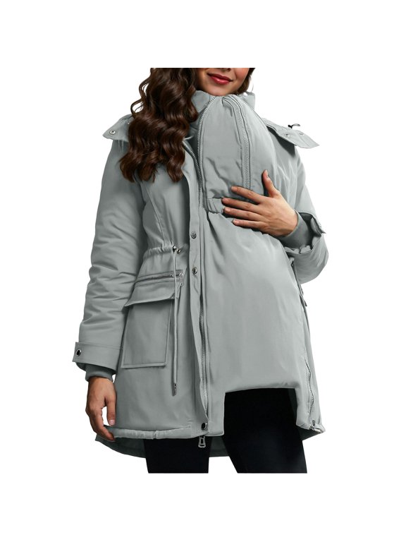 Puffer Jackets for Women Maternity 3 In 1 Winter Coat Thick Quilted Hooded Down Jacket With Practical Pockets, S-2XL