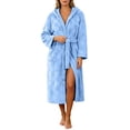 thumbnail image 1 of Cekizud Robes for Women Hooded Flannel Pocket Waist Tie Warm Pajama Night Robe, 1 of 8