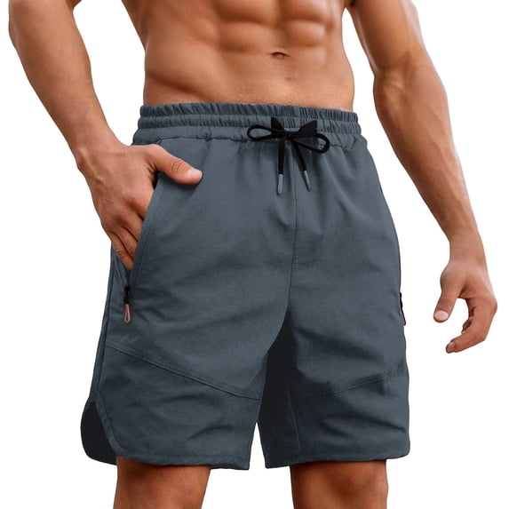 Cekizud Shorts for Men Lightweight 7 Inch Training Quick Dry Gym Shorts with Zipper Side Pockets,Sizes M-5XL