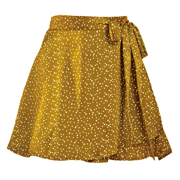 Cekizud Skirts for Women Polka Dot High Waist Ruffled Ruched Mini Skirts,Sizes S-XL