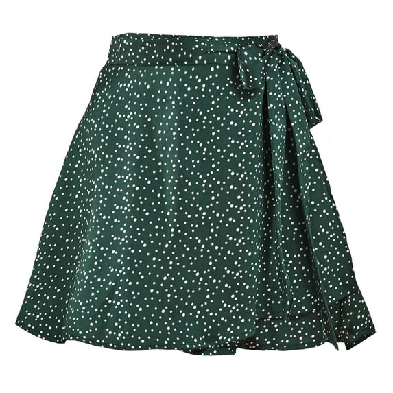 Cekizud Skirts for Women Polka Dot High Waist Ruffled Ruched Mini Skirts,Sizes S-XL