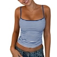 thumbnail image 1 of Cekizud Tank Tops for Women Round Neck Striped Summer Cami Top with Thin Straps, Sizes S-2XL, 1 of 8