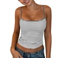 thumbnail image 1 of Cekizud Tank Tops for Women Round Neck Striped Summer Cami Top with Thin Straps, Sizes S-2XL, 1 of 8