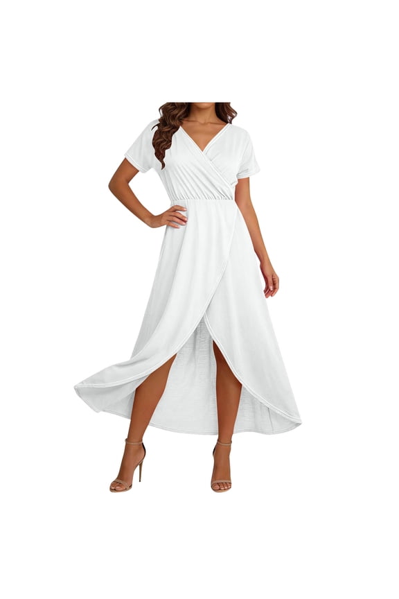 Women's Short Sleeve V-Neck Dress Casual Leopard Print Wrap Dress,Size S-3XL