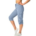 thumbnail image 1 of Cekizud Womens Capri Pants Drawstring Stretch Pull On Outdoor Cargo Capri Trousers,Sizes S-2XL, 1 of 7
