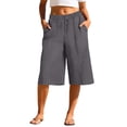 thumbnail image 1 of Cekizud Womens Capri Pants Solid Drawstring Waist Breathable Wide Leg Cropped Pants,Sizes S-2XL, 1 of 6