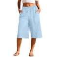 thumbnail image 1 of Cekizud Womens Capri Pants Solid Drawstring Waist Breathable Wide Leg Cropped Pants,Sizes S-2XL, 1 of 6