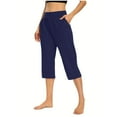 thumbnail image 1 of Cekizud Womens Capri Pants Summer Loose Fit Straight Leg Stretch Casual Cropped Pants,Sizes S-3XL, 1 of 7