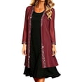 thumbnail image 1 of Cekizud Womens Cardigan Long Sleeve Chiffon Open Front Rhinestone Trim Party Outerwear Tops, S-3XL, 1 of 7
