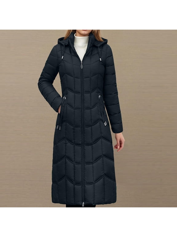 Womens Winter Coats Long Hooded Parka Coat Winter Slim Fit Thick Thermal Outerwear Overcoat, XS-XL