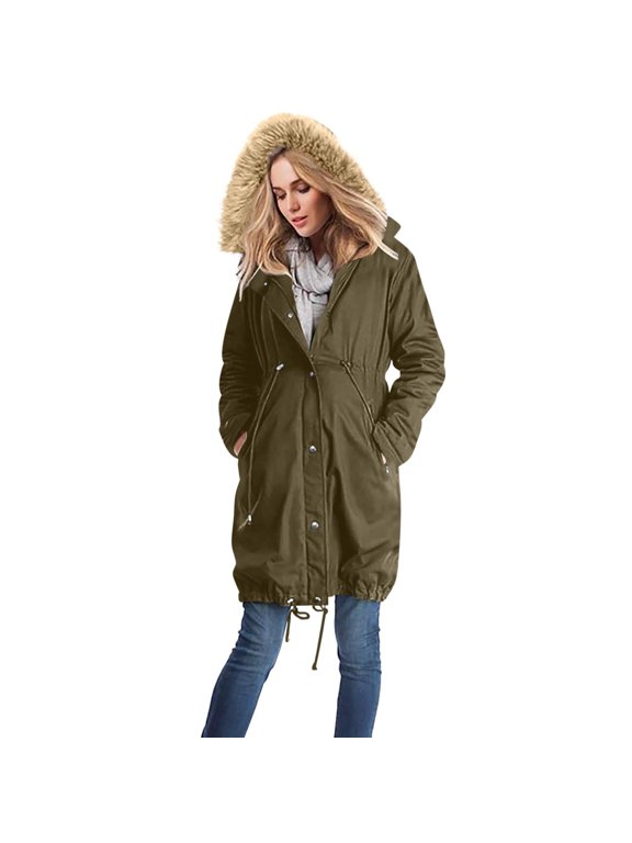 Womens Winter Coats Multi Functional Outerwear For Pregnant Mid Length Hooded Puffer Coat Long Sleeve Winter Outerwear, S-3XL