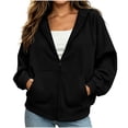 thumbnail image 1 of Cekizud Zip up Hoodies for Women Fashion Solid Color Drawstring Hooded Jacket with Pockets, Sizes S-2XL, 1 of 7