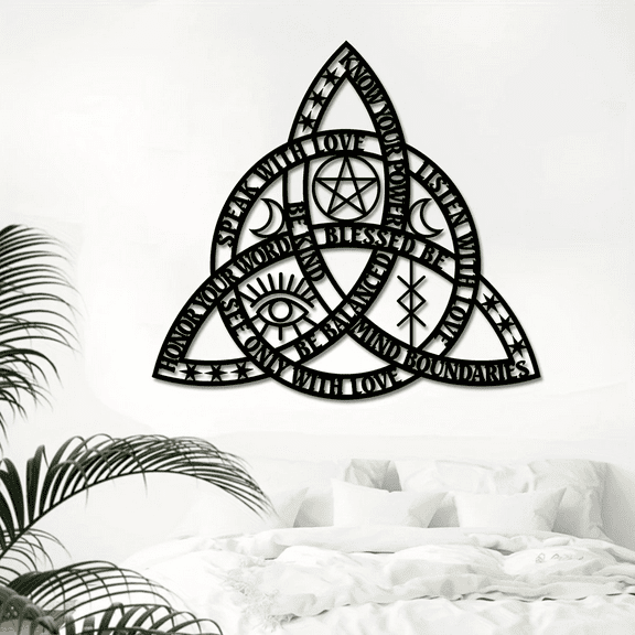 Cel.tic Tri.quet.ra Infinity Metal Wall Art, Good Witch Rope Knot, Unique Modern Home Decor Gift