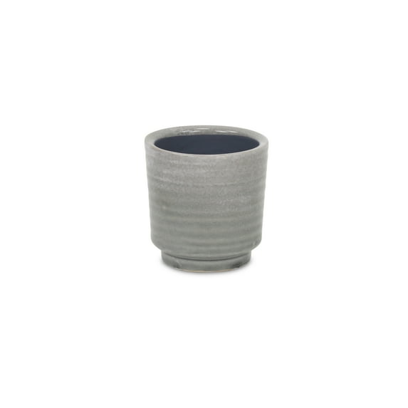Celadi Gray Rippled Ceramic Pot - Small