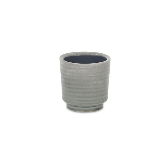 Celadi Gray Rippled Ceramic Pot - Small