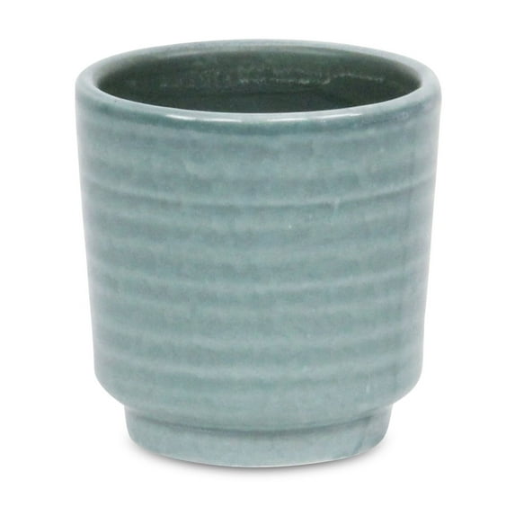 Celadi Green Rippled Ceramic Pot - Small