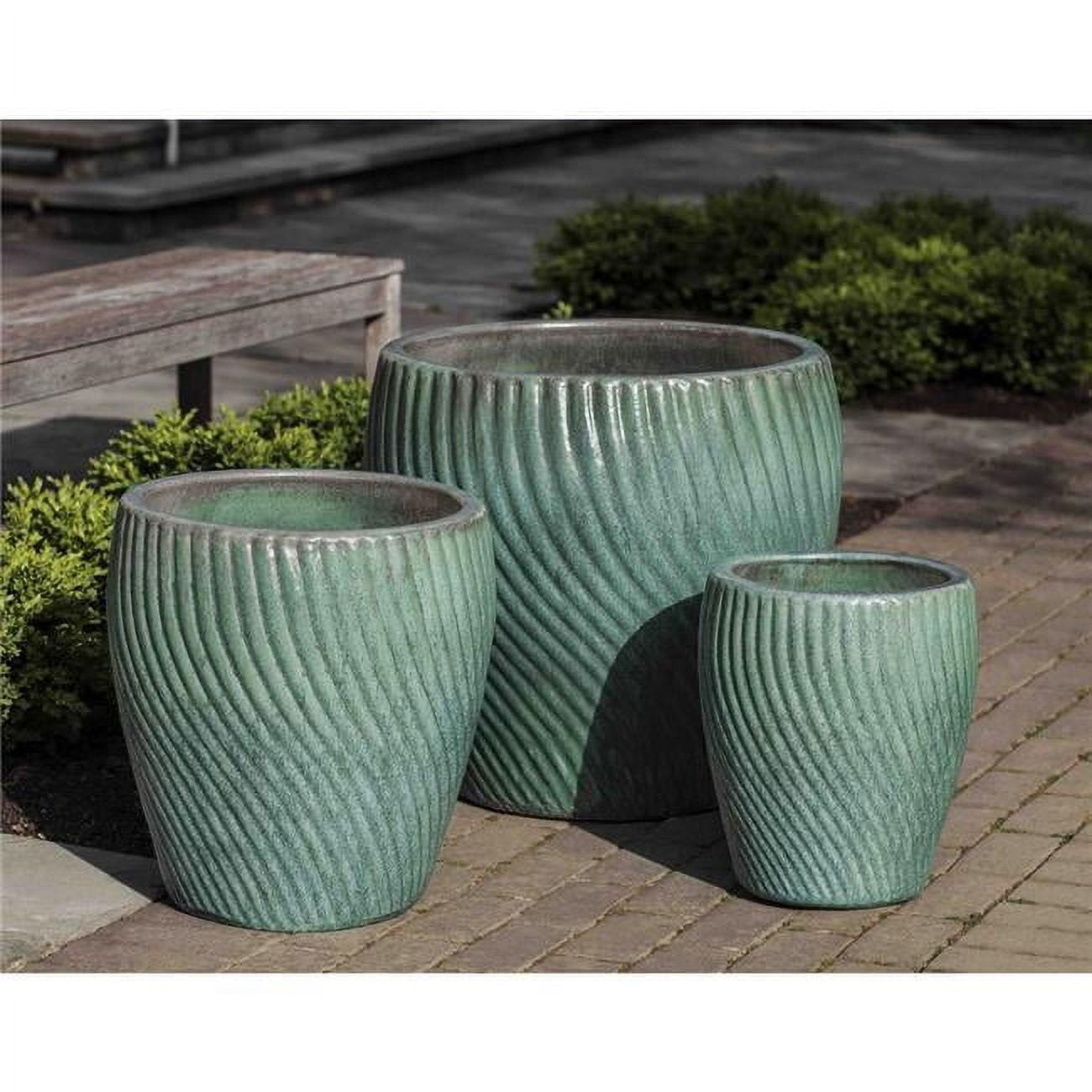 GardenControl 6.25 x 6.25 x 5.5 Green Curved Ceramic Planter