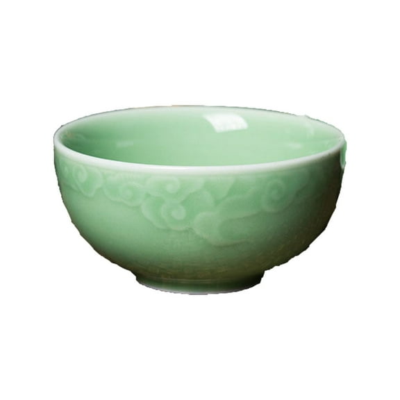 Celadon Jade Green Porcelain Bowl embossed with Lucky Cloud,3 Colors-Green&Turquoise&Grey (Green)