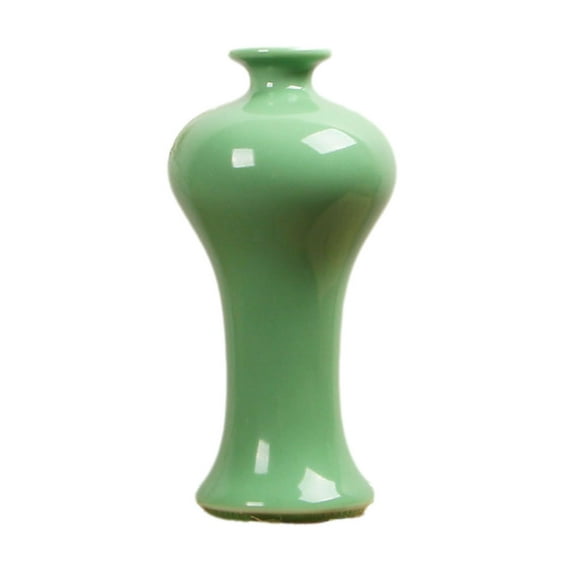 Celadon Porcelain Vase,Jade Green Big-Head Flower Vase (Plum Green)