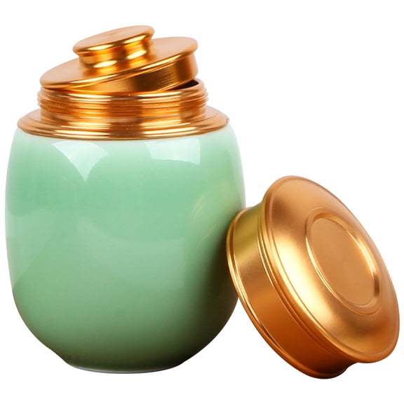 Celadon Tea Cereal Airtight Kitchen Container Coffee Cup Stand Ceramic Coffee Canister Ceramic Sugar Jar Travel