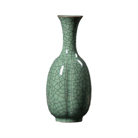 Celadon Vase, Porcelain Decorative Bottle,Classic Flower Vase with Big Belly (Green(Hacking Pieces))