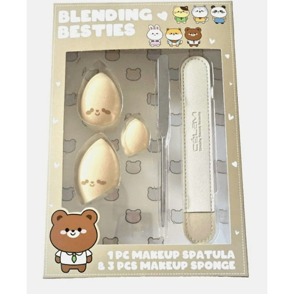 Celavi Blending Besties 1 PC Makeup Spatula & 3 PCS Makeup Sponge SET