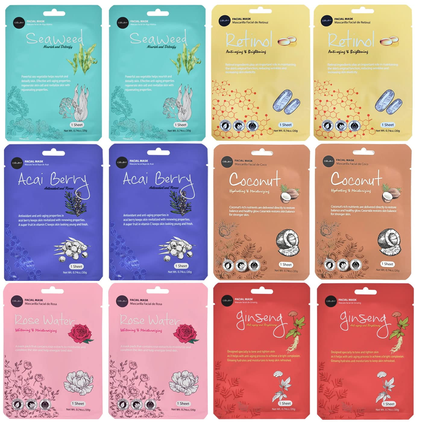 Celavi K Beauty Skincare Essence Facial Face Mask Korea Skin Care 9739