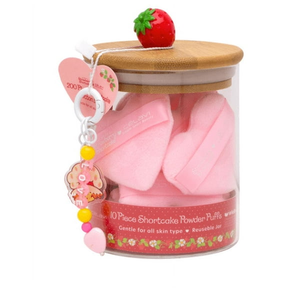 Celavi Strawberry Shortcake 10 PCS POWDER PUFFS in the Jar with Keychain