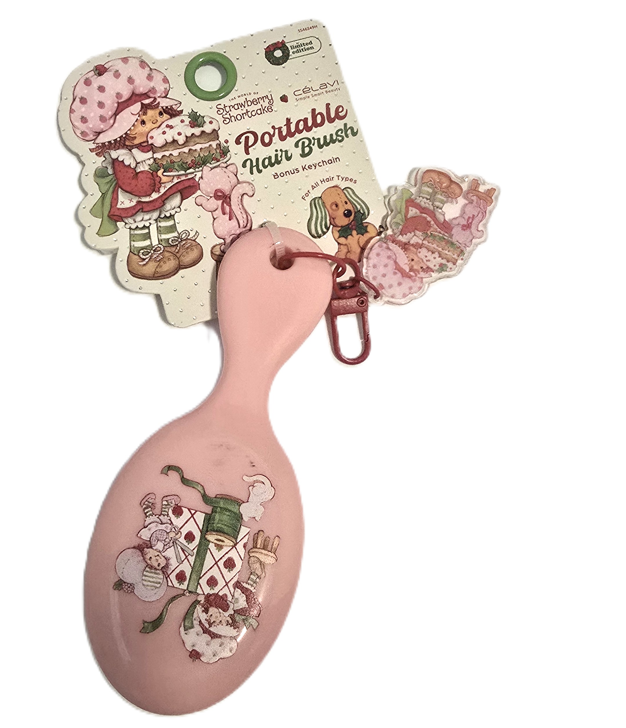 Celavi X Strawberry Shortcake Smoothing Mini Brush W Keychain PINK