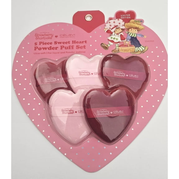 Celavi x Strawberry Shortcake 5 PCS Sweet Heart powder Puff Set