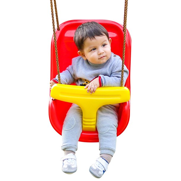 Celawork 2in1 Secure Swing with High Back and TBar, Red Baby Swing