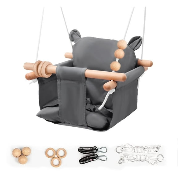 Celawork Baby Swing Seat - Canvas Hanging Seat with Safety Belt, Grey