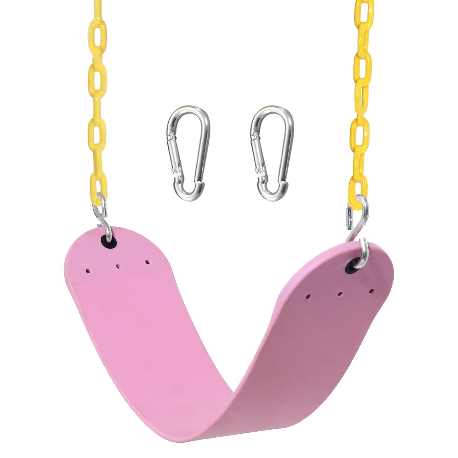 Celawork Heavy Duty Swing Seat, Outdoor Child EVA Soft Board U-Swing, with Adjustable Metal Chains to 60", Capacity Up to 660lbs/300kg, for Children and Adults, Pink
