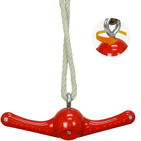 Celawork Ninja-Twister Swing Spins Set, Slackline Attachment, 360° Handle Twists, Spins, and Flips for Ultimate Ninja Adventure, Toys for Playground Backyard, Red