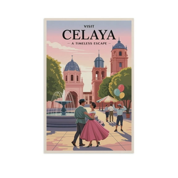 Celaya Vintage City Travel Poster with Charming Street Life And Historic Charm Print Poster