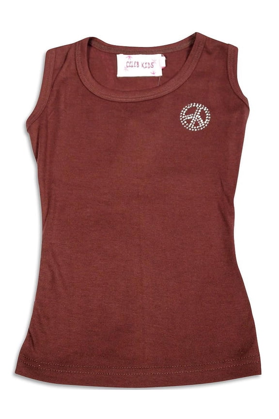 - Little Girls Tank Top 29227-2 (brown pink peace)