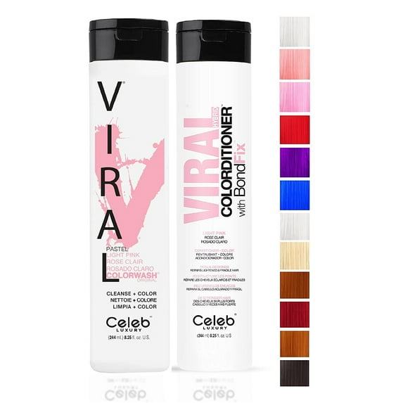 Celeb Luxury Viral Pastel Light Pink Colorwash Shampoo & Hybrid Light Pink Colorditioner Conditioner - 8.25 oz
