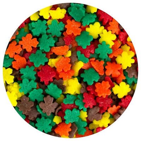 Celebakes Edible Confetti Sprinkles Quins Thanksgiving Fall Leaves - 4 oz
