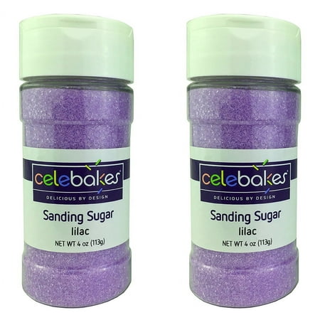 Celebakes Pastel Lavender Light Purple Sanding Sugar - 4 Ounce Bottle - Pack of 2 (Lilac)