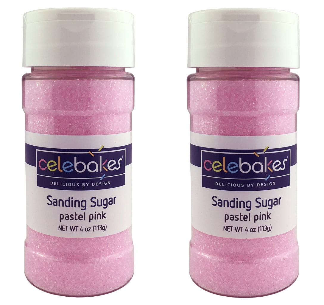 Celebakes Pastel Sanding Sugar - 4 Ounce Bottle - Pack of 2 (Pastel Pink)