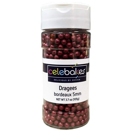 Celebakes by CK Products Dragee 5mm Rounds, Bordeaux, 3.7oz