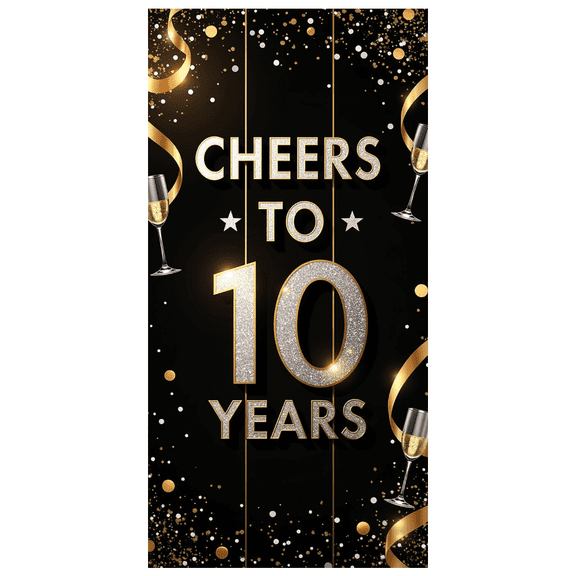 Celebrate 10 Years Anniversary Banner Cheers Party Backdrop Background Decorations Event Supplies Photography Props Decors