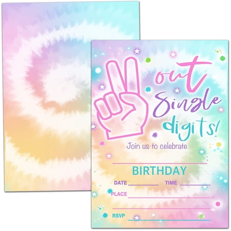 Celebrate 10 Years: Fun Birthday Invitation Cards for Kids, Perfect for Single Digits Party Celebration, Includes 20 Cards and Envelopes for Memorable Moments