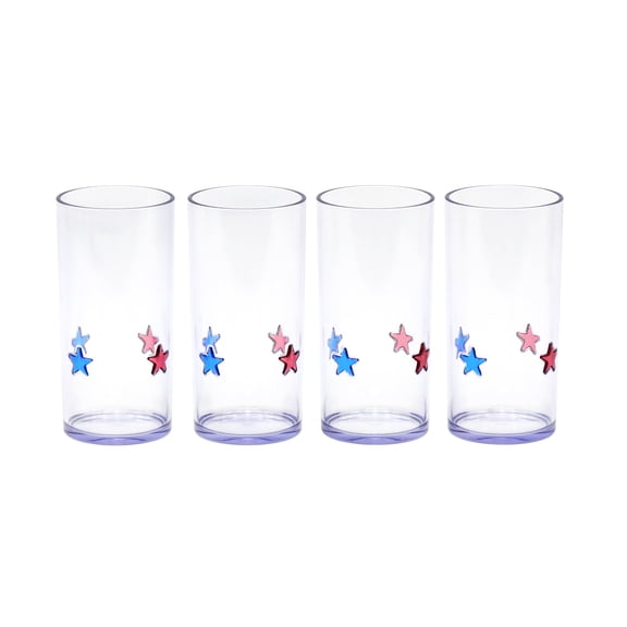 Celebrate It 17oz. Red, White & Blue Stars Highball Glasses, 4ct. , Red, White, & Blue Party Supplies and Decorations for Memorial Day, Independence Day
