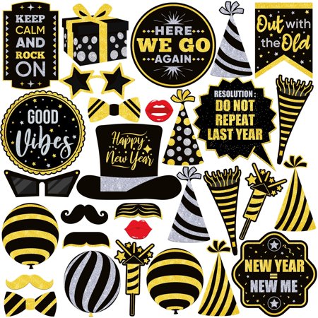 Celebrate 2024 with our Festive New Year Photo Booth Props Pack! 30 Fun and Creative Decorations for Unforgettable NYE Parties and Memorable Moments.