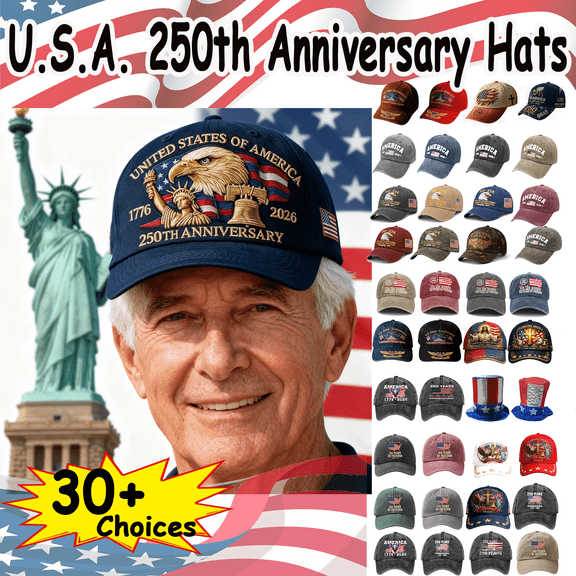 Celebrate 250 Years of Americwith this Patriotic Baseball Cap, US250th Anniversary Adjustable Hat with Bald Eagle and Flag Print, Perfect for Gifts, Parties, or Collectors, YISHFHP