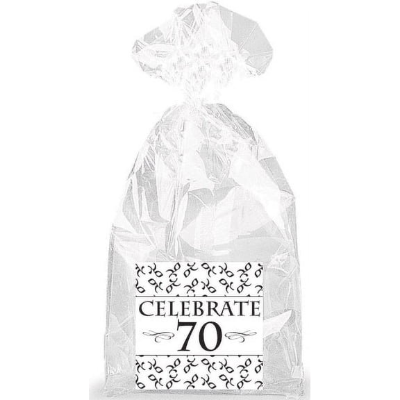 Celebrate 70th Birthday Party Favor Bags with Ties - 12pack