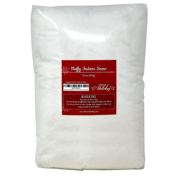 Celebrate A Holiday Christmas Fake Snow Decor - Cotton Like Fluffy Indoor Snow - Artificial Snow for Mantle Village or Nativity Set, Flame Resistant Blankets for Christmas Decoration (30 OZ)