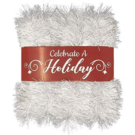 Celebrate A Holiday Décor Unlit Tinsel Garland, 15' (White)