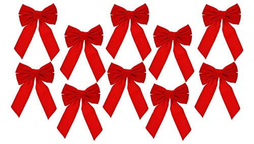 Red Velvet Christmas Wreath Bows 10 Pack - 9" x 13"